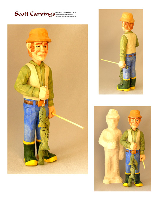 Fisherman with Fish and Pole Rough Out Kit - 10.5" X 3.5" X 3" - $25.00