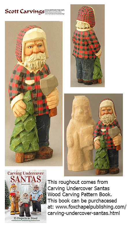 Carving the Undercover Santa Tree Farmer Santa Rough Out