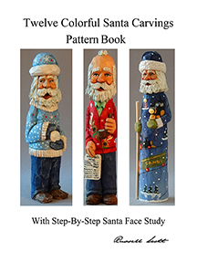 Twelve Colorful Santa Woodcarving Pattern eBook - $10.00