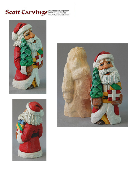 Santa Holding Tree and Presents - 6.5" X 3" X 2.5" - $20.00