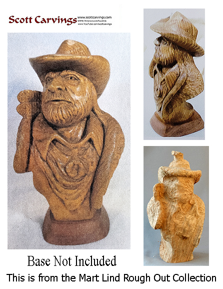 Fronteer Man Bust Rough Out - 9" X 6" X 4" (Butternut) - $59.00