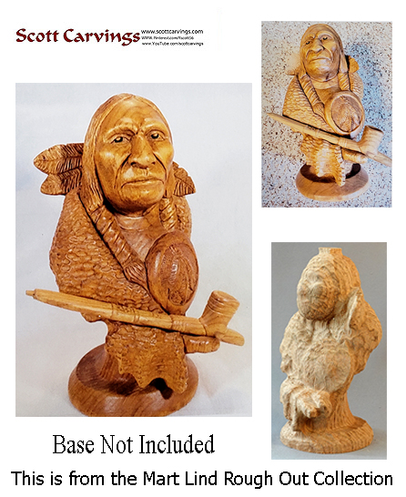 War and Peace Bust Rough Out - 10" X 5.5" X 5.5" (Butternut) - $59.00