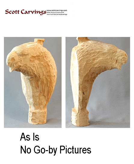 Eagle Head Wall Mount Rough Out (No Go-by Pictures) - 9" X 4" X 3.5" - $22.00