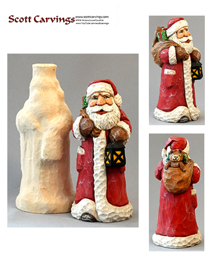 Santa with Bag and Lantern Rough Out - 7" X 3" X 3" - $32.00