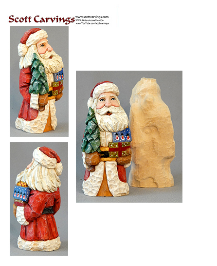 Santa with Tree and Presents Rough out – 6″ X 2.5″ X 2″ – $25.00